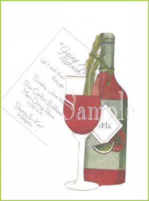 Bloody Mary Mix with raffia tag with glitter invitation by Stevie Streck